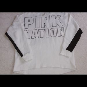 white Victoria’s Secret Pink lettered pullover